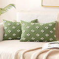 MIULEE Set of 2 Lumbar Sage Green Decorative Throw Pillow Covers Rhombic by MIULEE