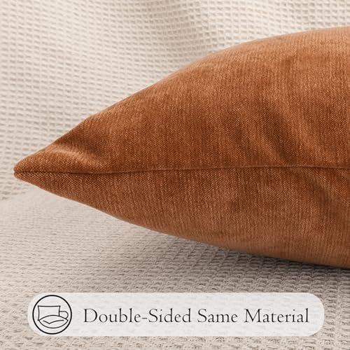 JoraLion Chenille Lumbar Pillow Covers 14x36 inch Dark Orange - Image 5
