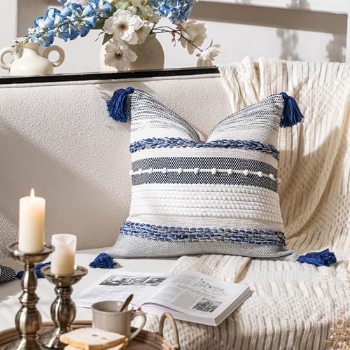 BlissBlush Navy Dark Blue Decorative Throw Pillow Cover 18x18 Square Boho - Image 6