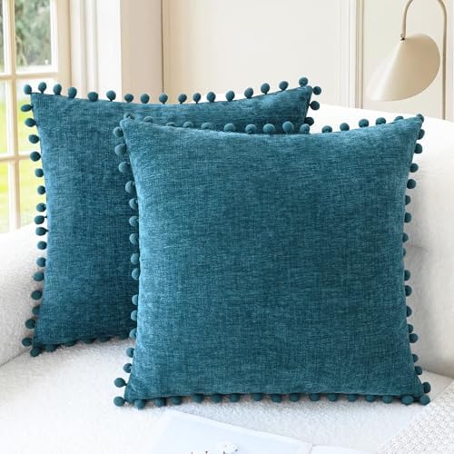 CaliTime Decorative Couch Throw Pillow Covers 18 X 18 Inches Ocean Blue by CaliTime