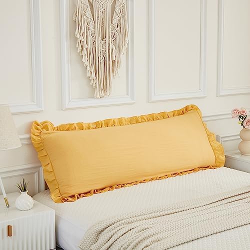 Merryword Yellow Microfiber Body Pillow Cover, 20x54inches, Ruffled Fringe by Merryword