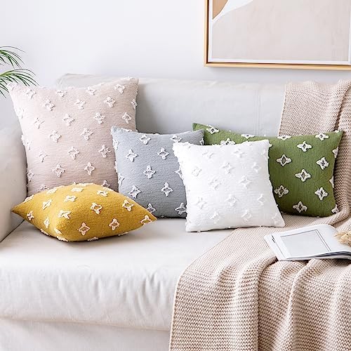MIULEE Set of 2 Lumbar Sage Green Decorative Throw Pillow Covers Rhombic - Image 5