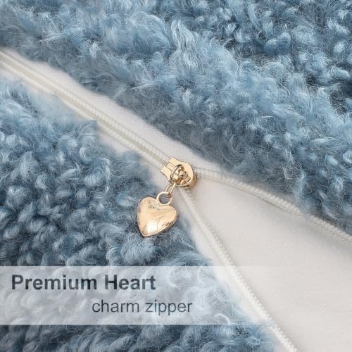 decorUhome Sherpa Decorative Throw Pillow Covers 12x20 Set of 2 Light Blue - Image 6