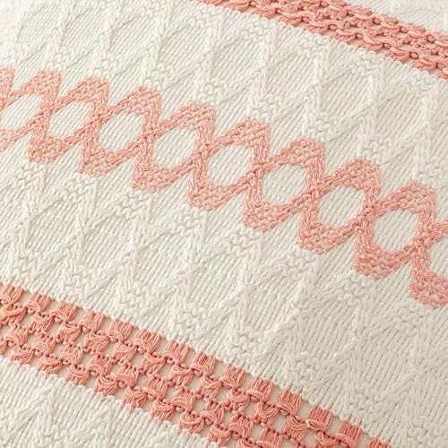 MIULEE Set of 2 Coral Red Boho Decorative Pillow Covers 20x20 Inch - Image 4