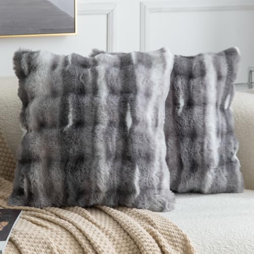 MADIZZ Pack of 2 Thick Plush Faux Wool Throw Pillow Covers Soft Boho Throw by Madizz
