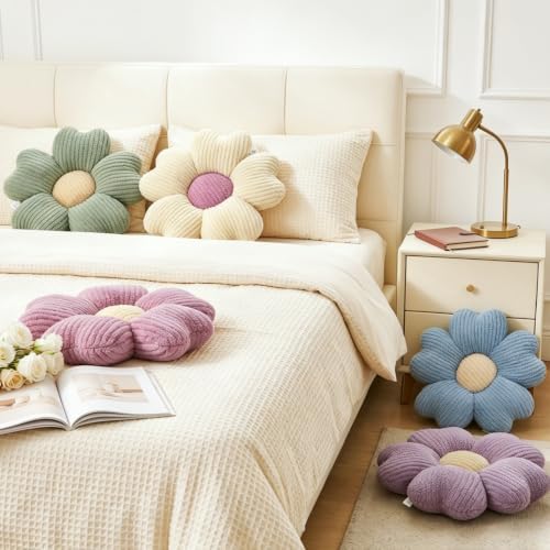 2Pcs Flower Pillow Cute Green Decorative Throw Pillows - Image 3