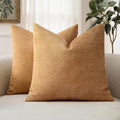 MIULEE Textured Chenille Throw Pillow Covers 20x20 Inch Golden Brown by MIULEE