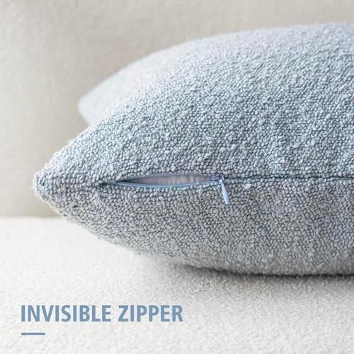Foindtower Decorative Textured Boucle Throw Pillow Covers 26x26 Light Blue - Image 3