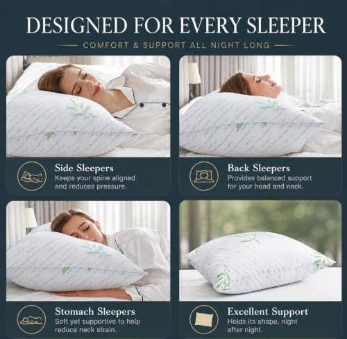 Cooling Hybrid Bed Pillows for Sleeping Queen Size Set of 2 - Image 7