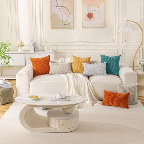 Set of 4 Teal Decorative Throw Pillow Covers 20x20 Inch Corduroy Pillow Covers - Image 2