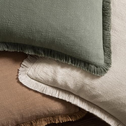 MIULEE Linen Decorative Lumbar Throw Pillow Covers Light Olive Green 12x20 - Image 4