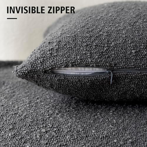 Foindtower Decorative Textured Boucle Throw Pillow Covers 16x16 Dark Grey - Image 3