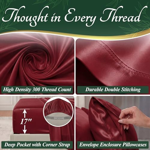 DECOLURE 100% Viscose Derived from Bamboo Sheets Full Size, Luxury 6 Pc Set - Image 4