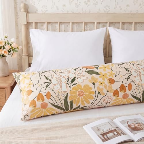 Bedorm 20 x 54 Body Pillow Cover Cotton Body Pillow Case Leaf Botanical Print - Image 6