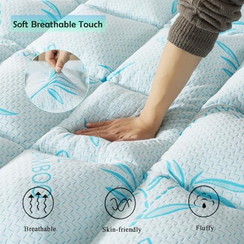 WhatsBedding 5 Inch Full Mattress Topper Breathable Bamboo Viscose Air Layer - Image 3