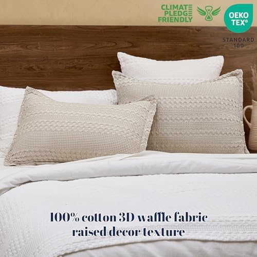 PHF Cotton Ruffle Waffle Pillow Shams King Size 20"x36", No Insert - Image 3
