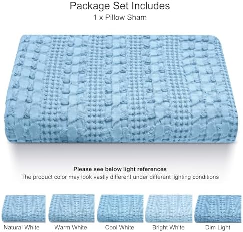PHF Cotton Waffle Body Pillowcase 20" x 54", Sky Blue, No Insert - Image 5