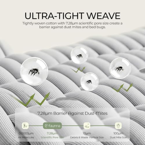 FAUNNA 100% Cotton Mattress Encasement Bed Bug Dust Mite Cover, Twin 16 - Image 3