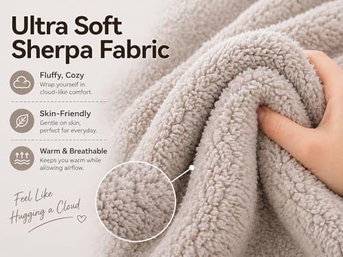 REAFORT Sherpa Euro Sham Cover 26"x26", Zipper Closure - Image 3