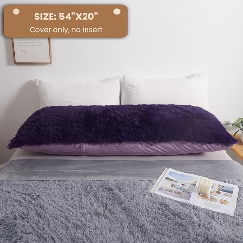 MEGO Luxury Fluffy Faux Fur Body Pillow Cover 20"x54" - Image 3