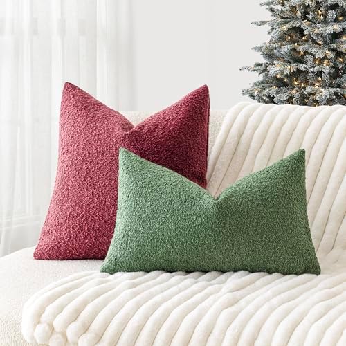 Foindtower Pack of 2 Textured Boucle Throw Pillow Covers Accent Solid - Image 6