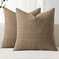 MIULEE Linen Plaid Pillow Covers Fall Decorative Euro 26x26 Light Brown by MIULEE
