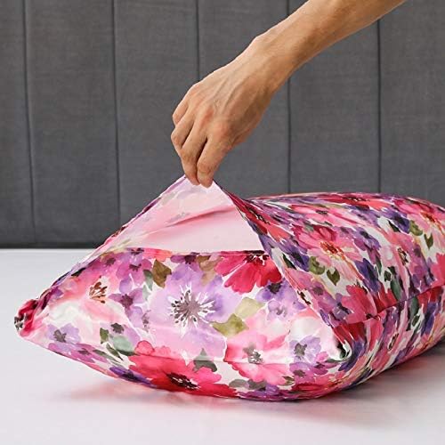 Floral Printed Satin Pillowcase, Standard Cooling Pillow Case Set of 2 - Image 4