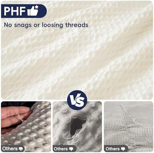 PHF Ultra Soft Waffle Pillow Shams Standard 20"x26", Cream White, No Insert - Image 4