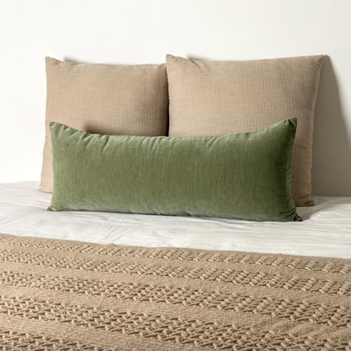 JoraLion Chenille Lumbar Pillow Covers 14X36 inch Olive Sage Green - Image 7