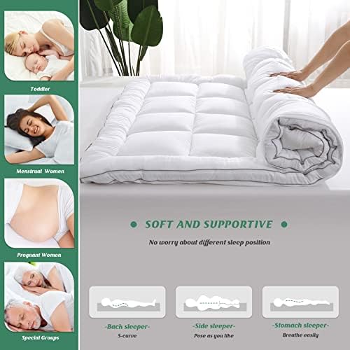 GRT Twin Pillowtop Mattress Topper, Rayon from Bamboo Mattress Cover Padded - Image 6