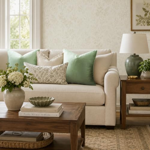 GIGIZAZA Sage Green Velvet Throw Pillow Covers 16x16 Pack of 2 - Image 2