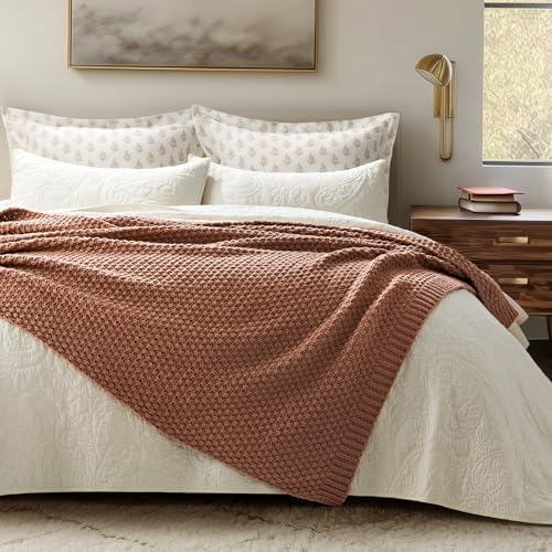 EVERGRACEHOME Chunky Chenille Knit Throw Blanket, 60 x 80, Terracotta Clay - Image 3