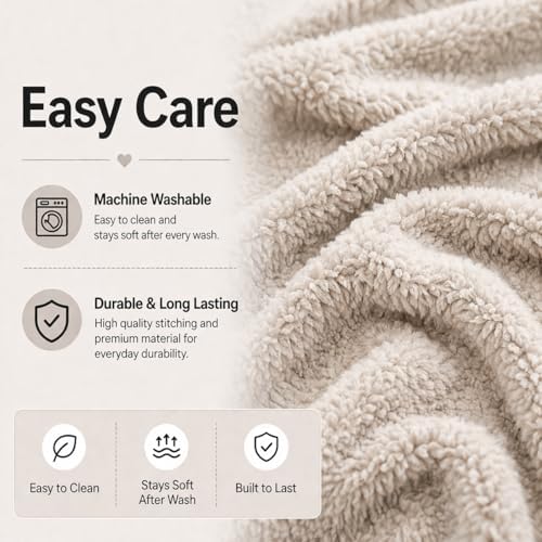 REAFORT Sherpa Euro Sham Cover 26"x26", Zipper Closure - Image 5