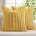 Mecatny Corduroy Fall Throw Pillow Covers 16x16 Set of 2 Mustard Yellow by Mecatny