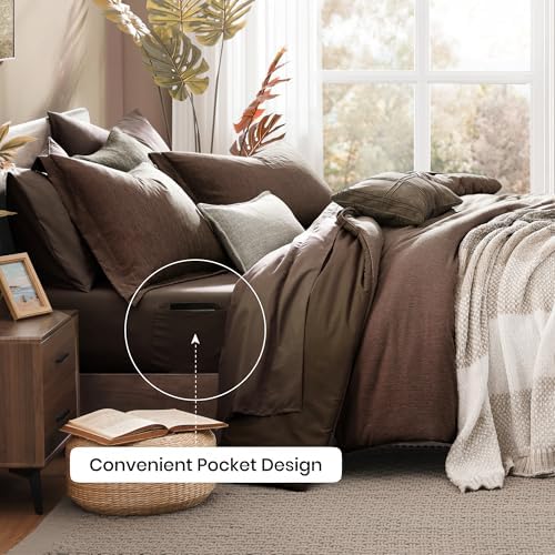 Monbix Queen Comforter Set 7 Pieces Chocolate Brown Bed in a Bag - Image 4