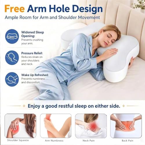 Side Sleeper Pillow with Arm Hole, Ergonomic Shoulder Pillow - Image 3