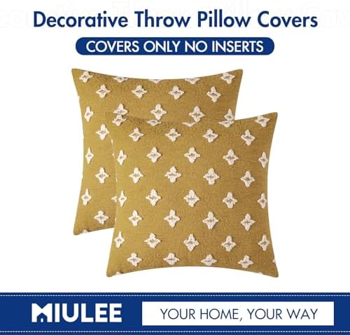 MIULEE Set of 2 Decorative Throw Pillow Covers Rhombic Jacquard Pillowcase Fall - Image 7