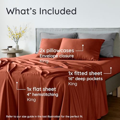 Bambaw 100% Viscose Derived from Bamboo Sheets King Size Set – 4pcs Super Soft - Image 2