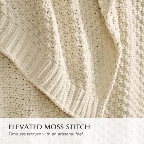 EVERGRACEHOME Chunky Chenille Knit Throw Blanket, 90 x 90 - Image 2