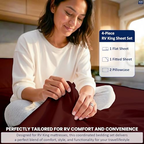 Cottingon 4 Piece Short Queen Sheets, Egyptian Cotton - Image 6