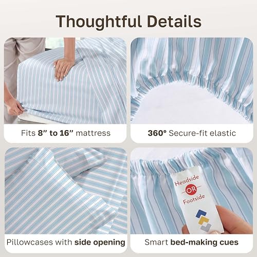 California Design Den Soft 100% Cotton Sateen Cali King Sheets Set - Image 5