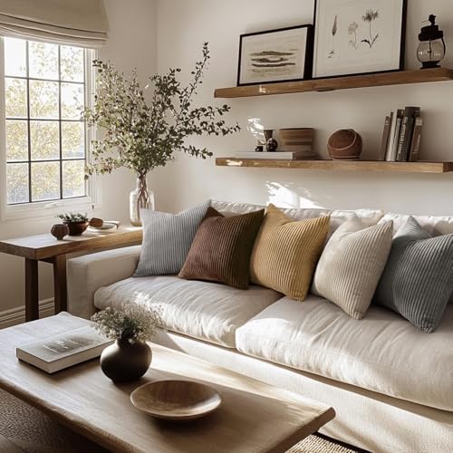 MIULEE Decorative Corduroy Throw Pillow Covers Set of 2 20x20 Light Brown - Image 5