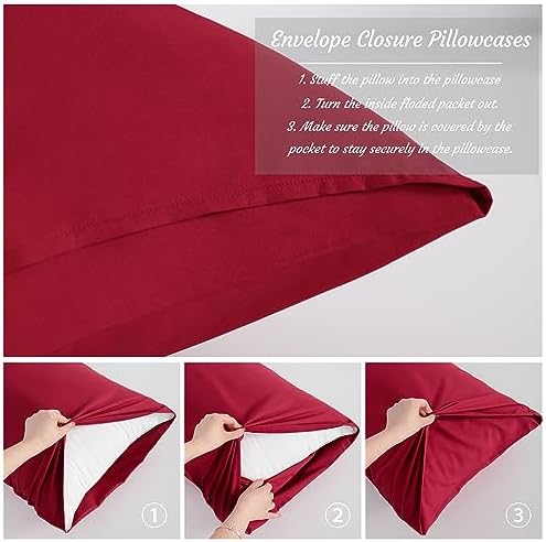 NTBAY Queen Microfiber Pillowcases, Wine Red - Image 4