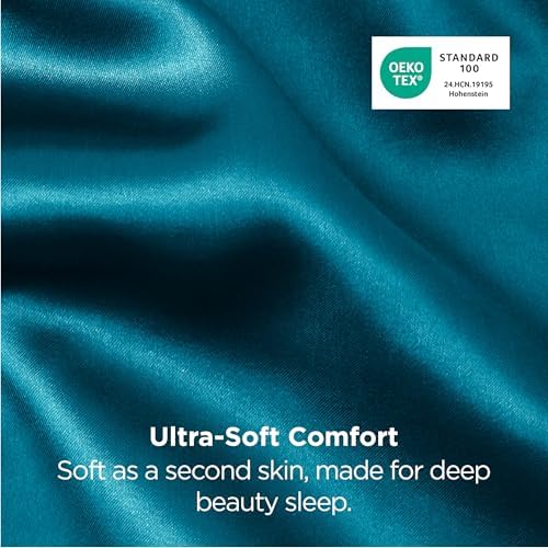 Bedsure Satin Pillowcases King Set of 2, Similar to Silk Pillow Cases Teal - Image 5