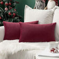 MIULEE 12x20 Inch Lumbar Velvet Throw Pillow Covers Wine Red by MIULEE