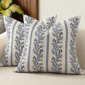 Vintage Throw Pillow Covers 20x20 Set of 2, Striped Floral Pillow Cover by DKwizme