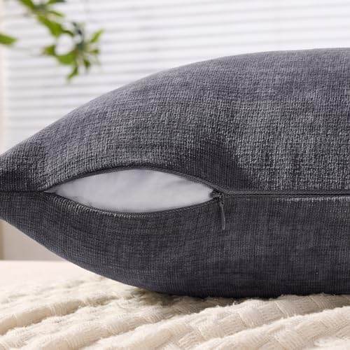 MIULEE Grey Chenille Couch Throw Pillow Covers - Image 5