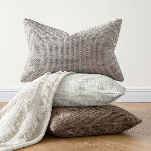 MIULEE Dercorative Lumbar Throw Pillow Covers 12x20 Inch Grey-White 2 Pack - Image 7