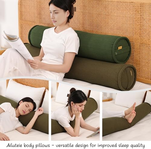 Body Pillow for Adults – Corduroy Long Round Bolster Pillow for Bed, Cuddle - Image 6