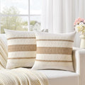 Fancy Homi Set of 2 Boho Neutral Decorative Throw Pillow Cover 14x14 Inch by Fancy+Homi